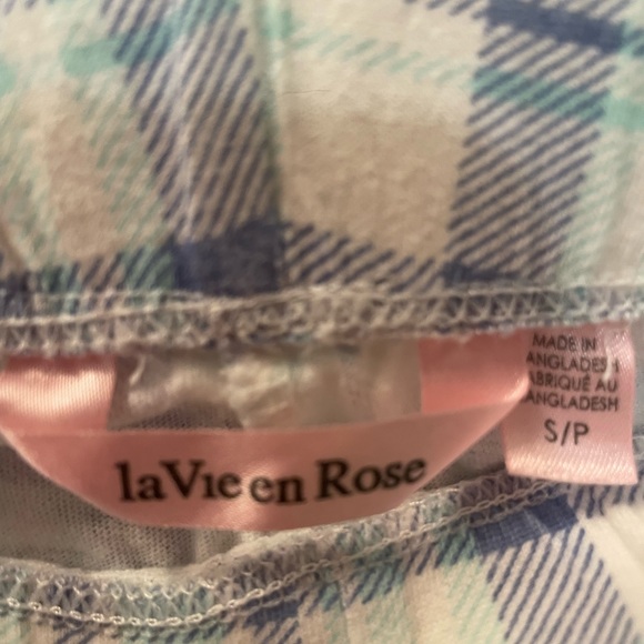La Vie En Rose Blue Plaid Soft Capris Pajama Pants - Picture 4 of 4